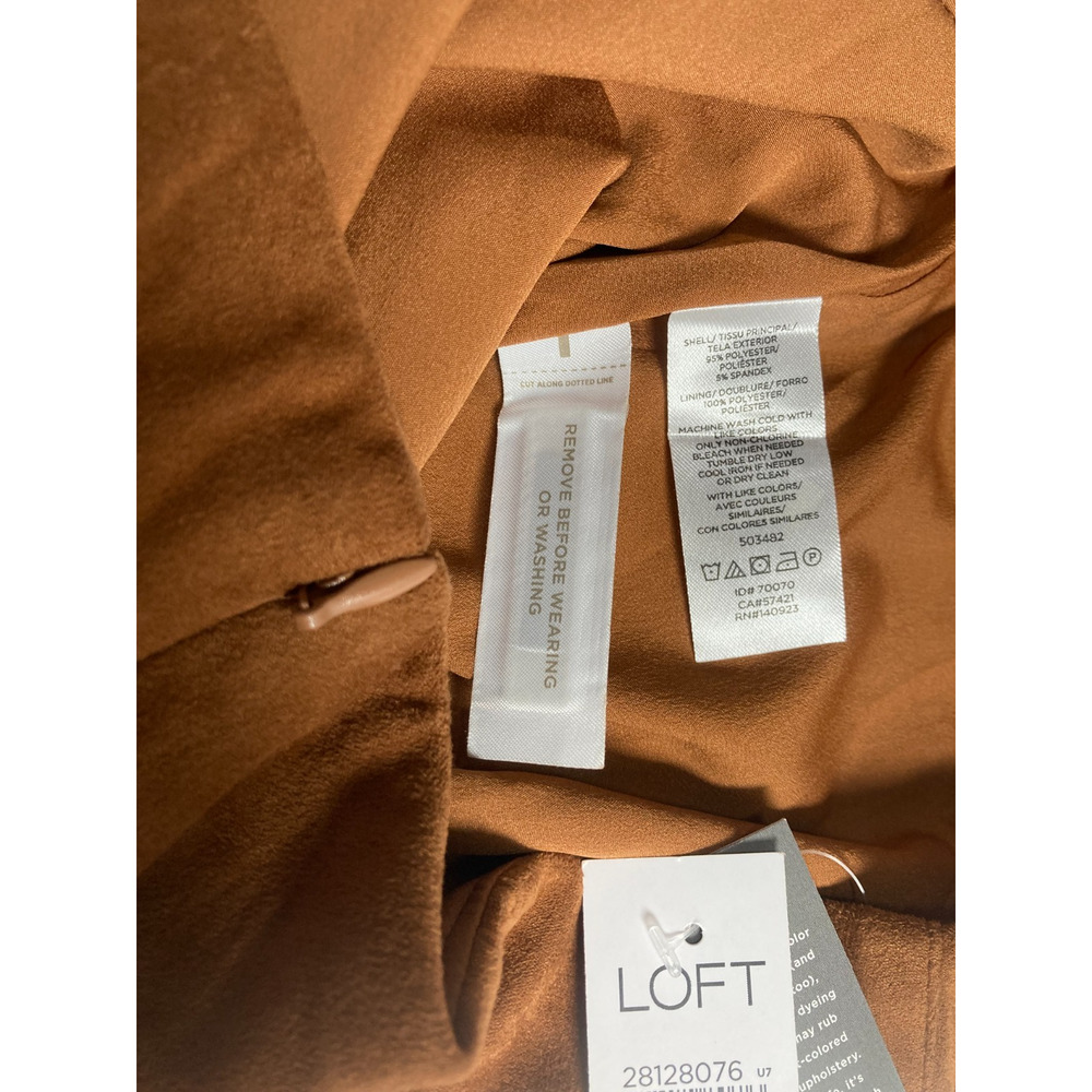 NWT Loft Mocha camel tan brown faux suede mini A-line vertical paneling skirt 2 - Picture 7 of 12